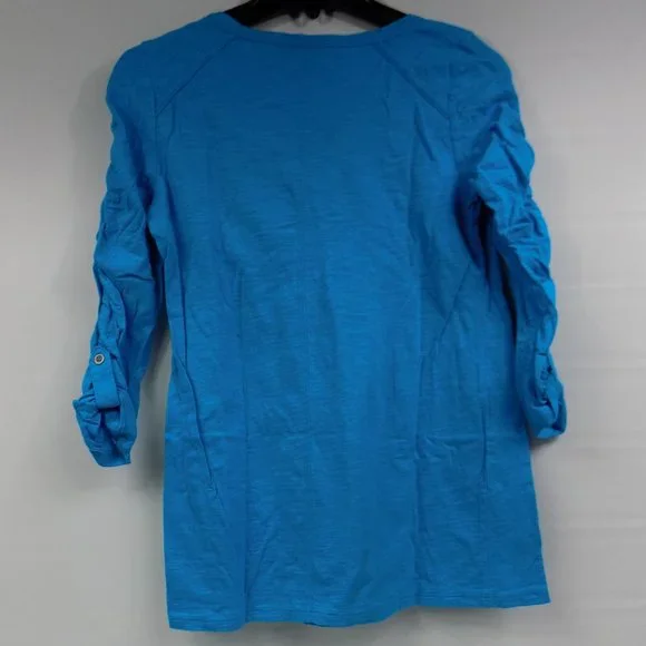 Style & Co. Ruched Sleeve One-Pocket Henley Size Petite Medium - Picture 4 of 5